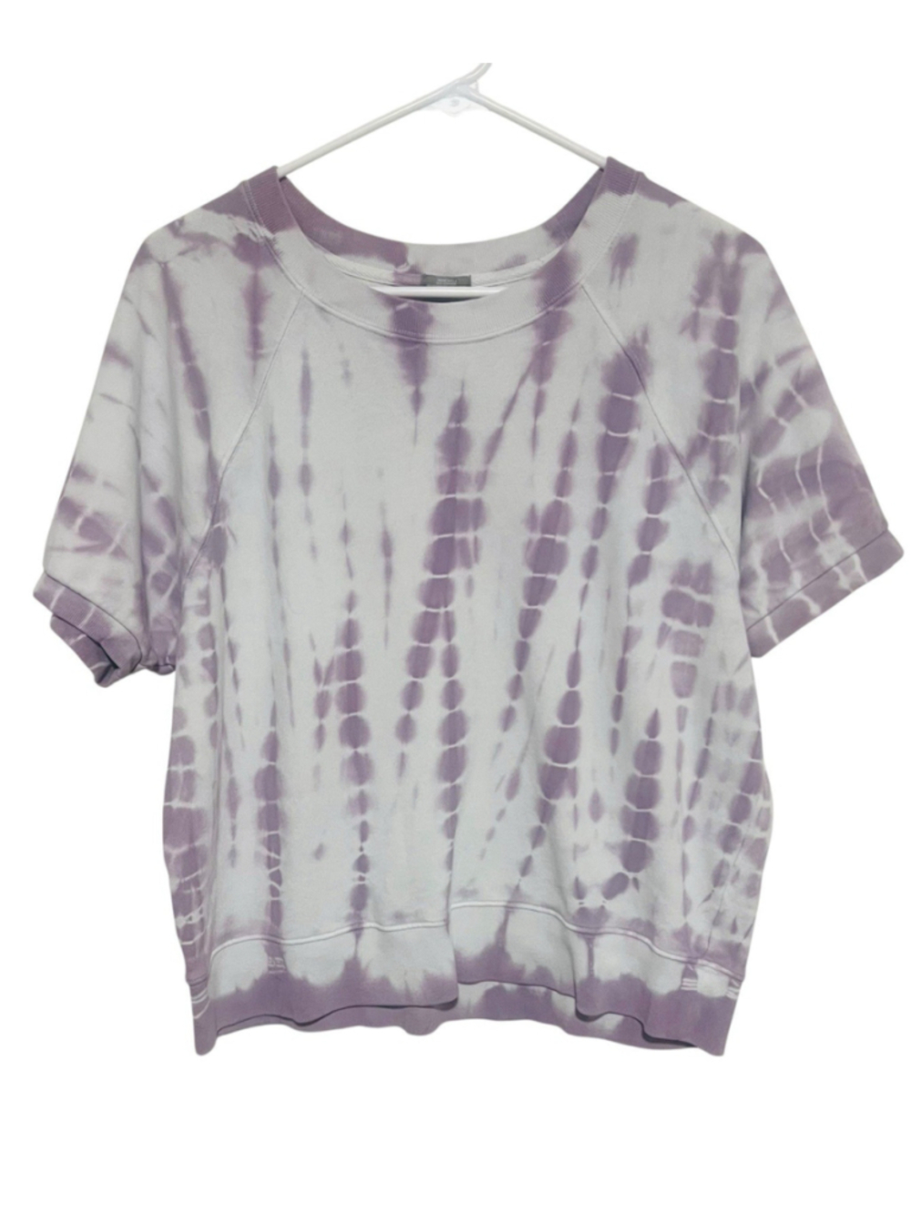 Gap Sweats Tie Dye Sweatshirt Women’s Large Purple White Short Sleeve Active Top